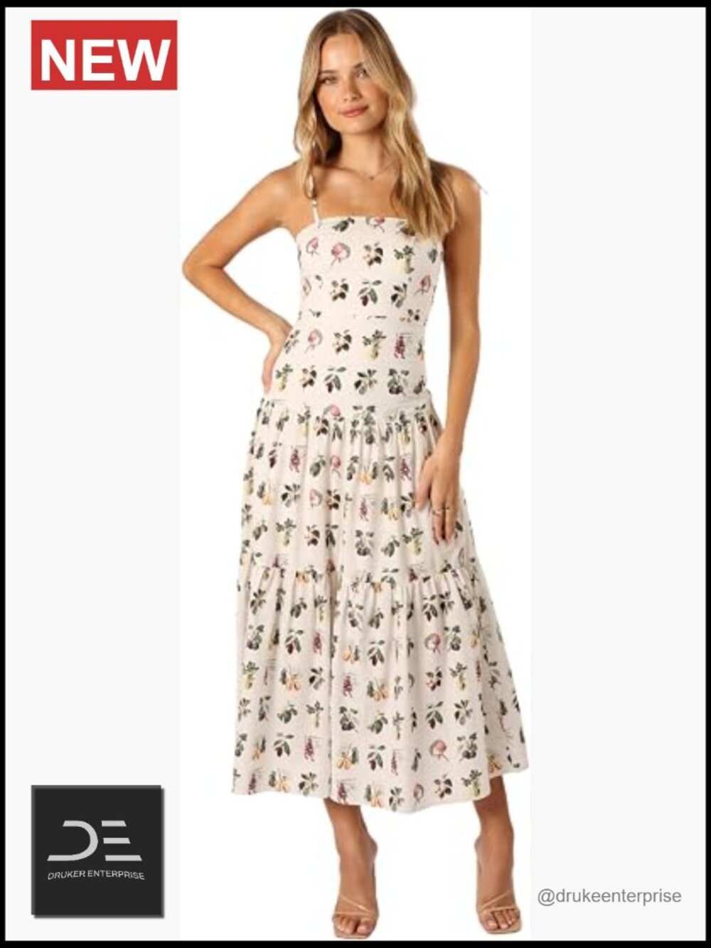 Women's Midi A-Line Dress Square Neck Sleeveless Cotton